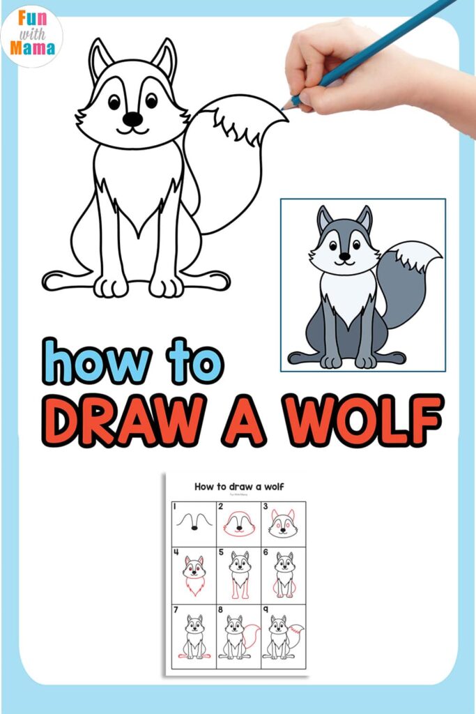 How to draw a wolf free drawing printable
