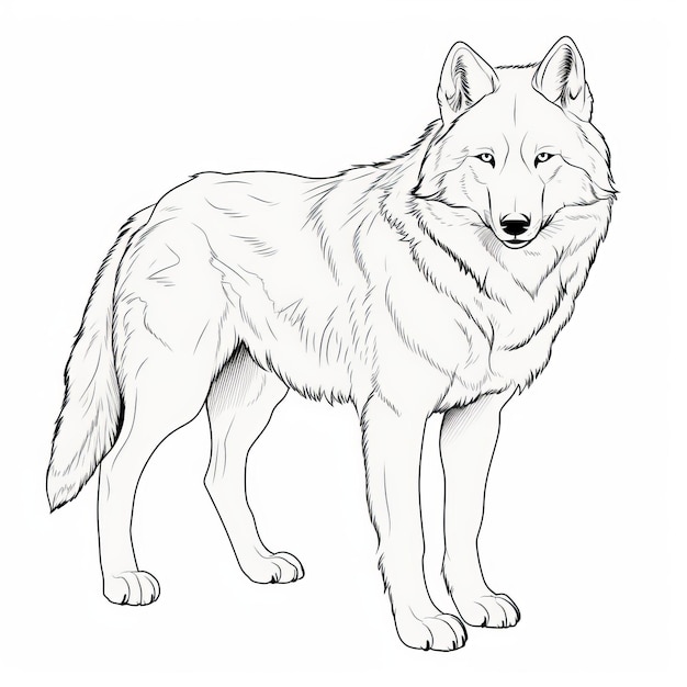 Premium ai image dark and simple wolf drawing for coloring page