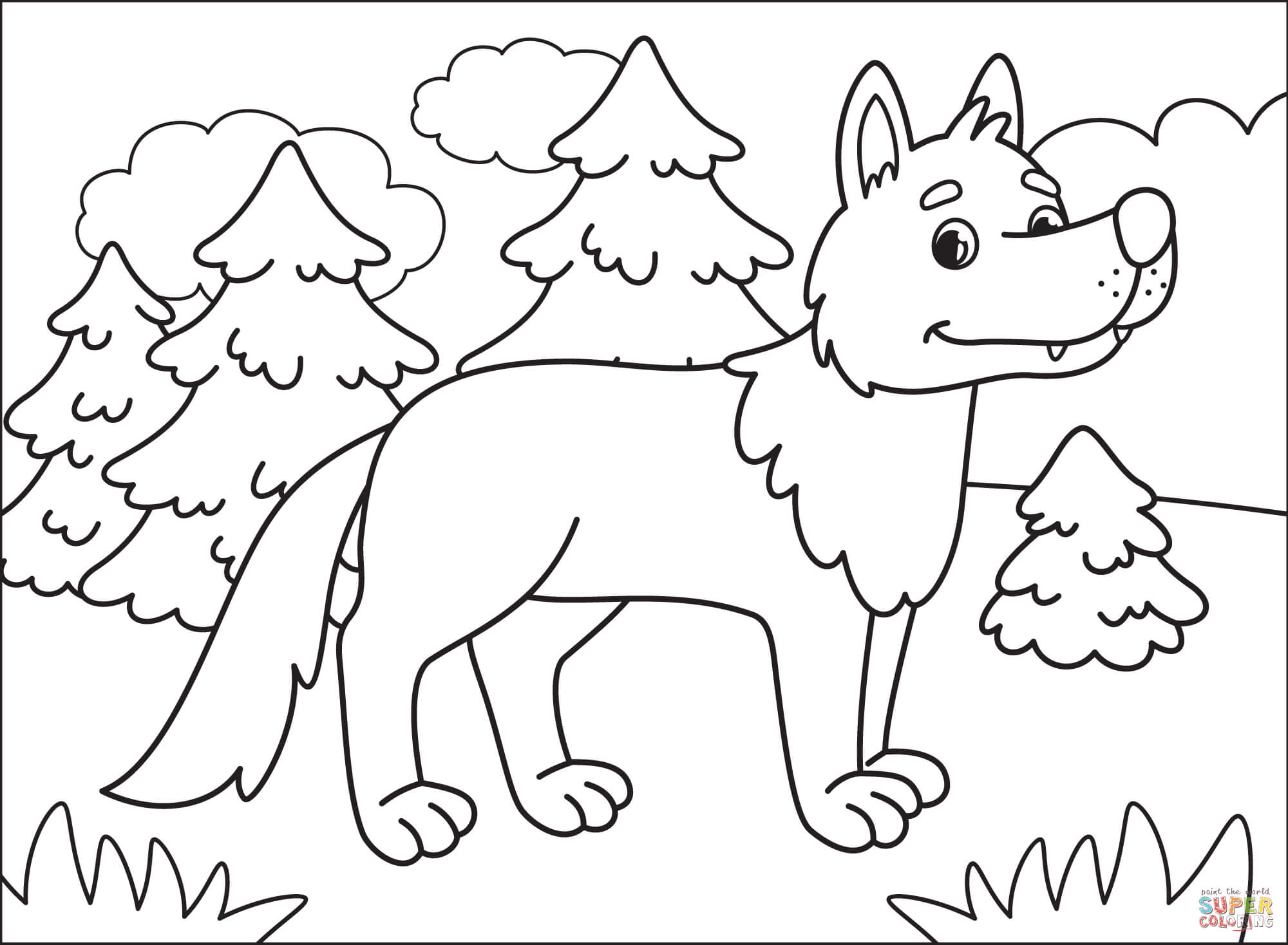Wolf coloring page free printable coloring pages