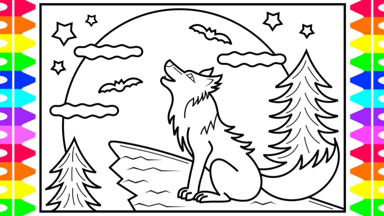How to draw a wolf for kids ðºððwolf drawing tutorial wolf coloring pages