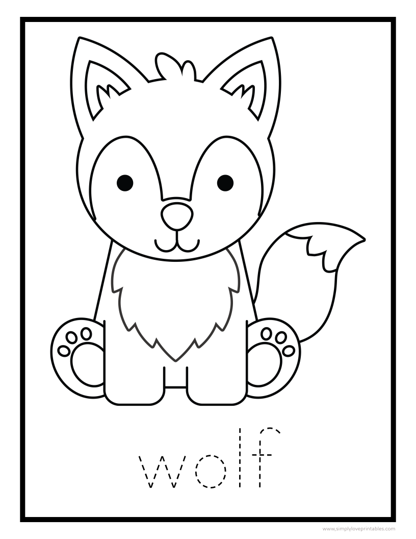 Free printable animal coloring pages with letter tracing