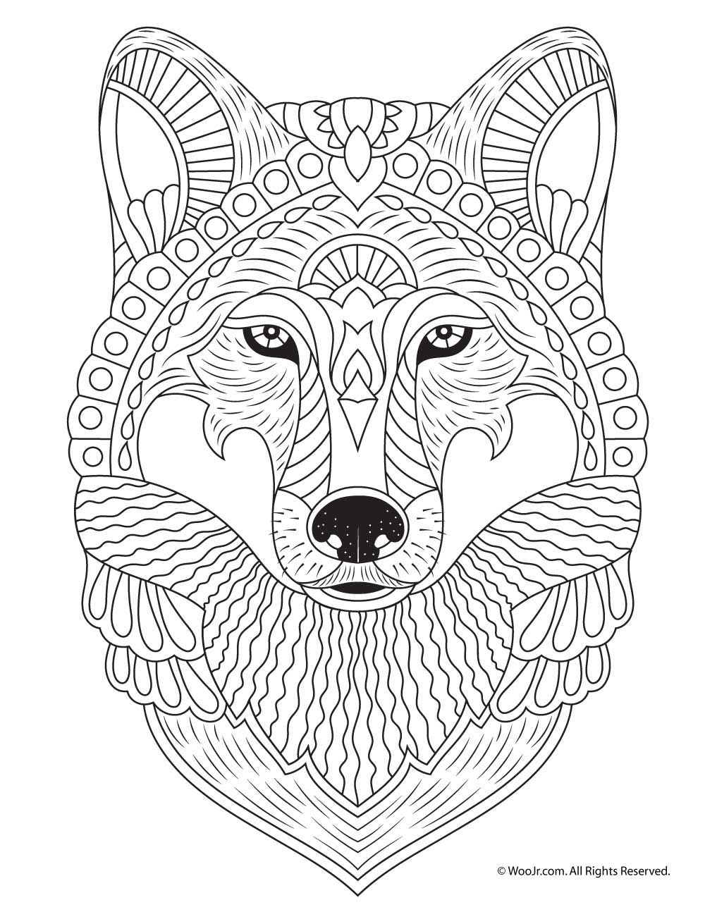 Wolf adult coloring page woo jr kids activities childrens publishing pãginas para colorear de animales pãginas para colorear imprimibles para adultos imãgenes para colorear para adultos