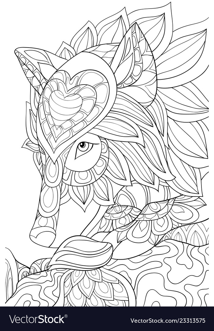 Adult coloring bookpage a cute head of wolf image vector image