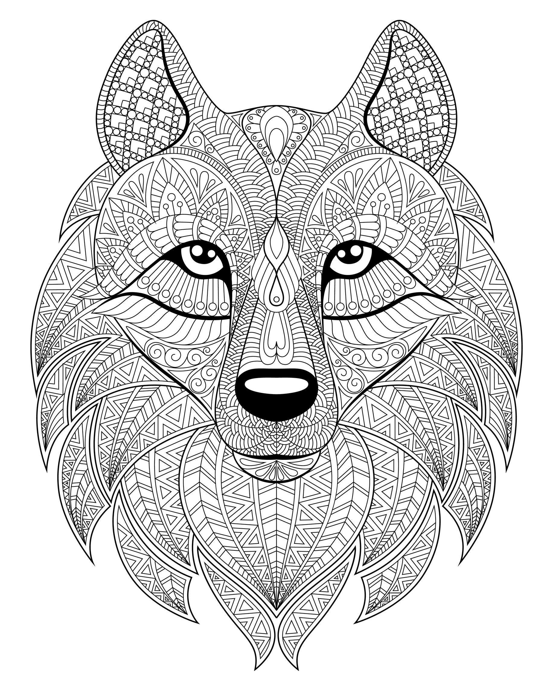 Wolf head with plex patterns from the gallery wolves pattern coloring pages animal coloring pages mandala coloring pages