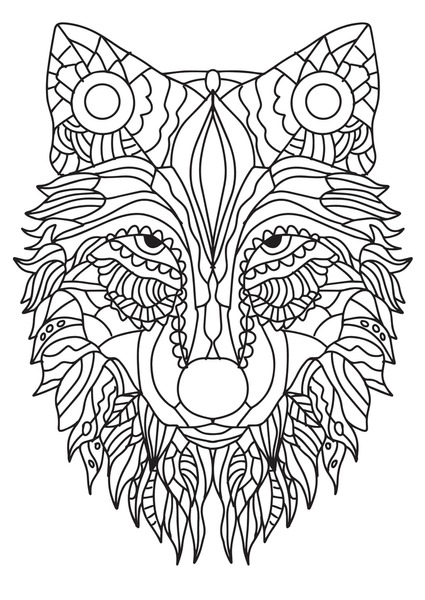 Hundred coloring book adult wolf royalty