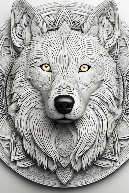 Wolf white and black abstract