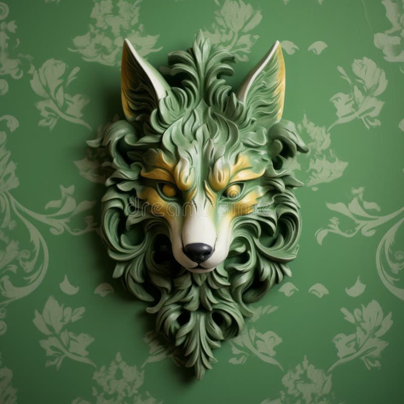 Floral wolf coloring book page stock vector