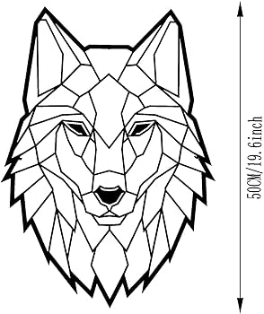 Angelh wolf metal wall coration geometric animal wall coration metal art home wall hanging d wall silhouette for yard fence garn home kitchen