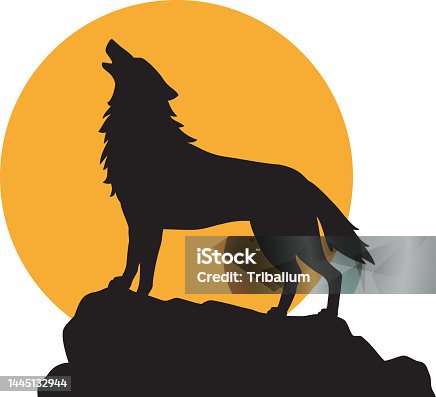 Cartoon of wolf howling at the moon stock illustrations royalty