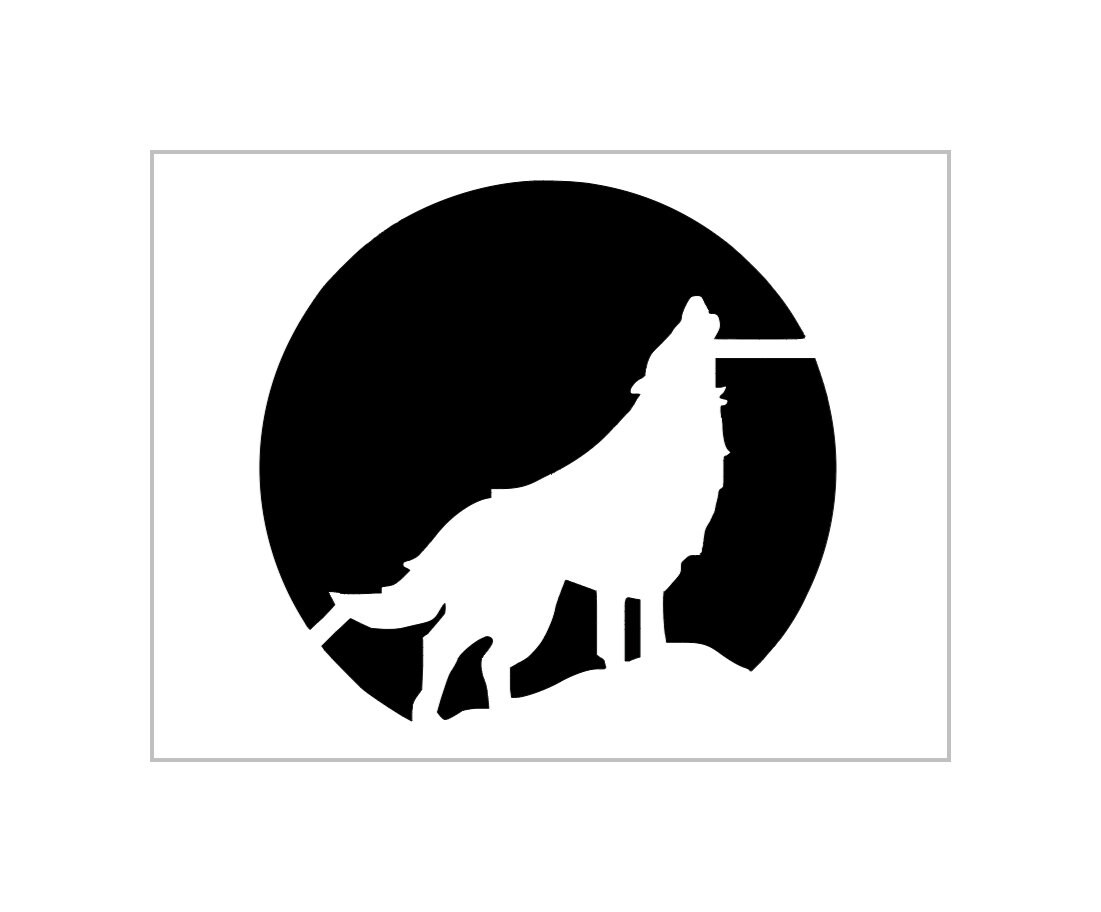 Wolf howling at moon stencil halloween pumpkin carving reusable sheet s