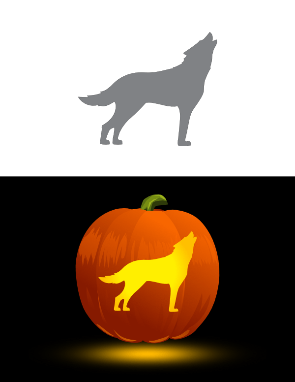 Printable howling wolf pumpkin stencil