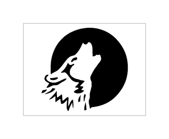 Wolf howling stencil at full moon halloween pumpkin carving reusable sheet s
