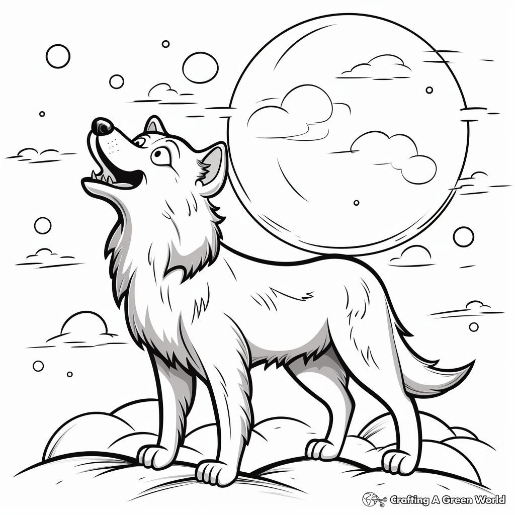 Wolf howling at the moon coloring pages
