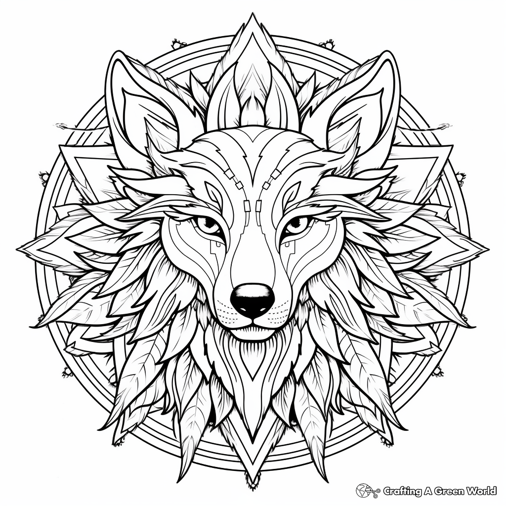 Wolf mandala coloring pages