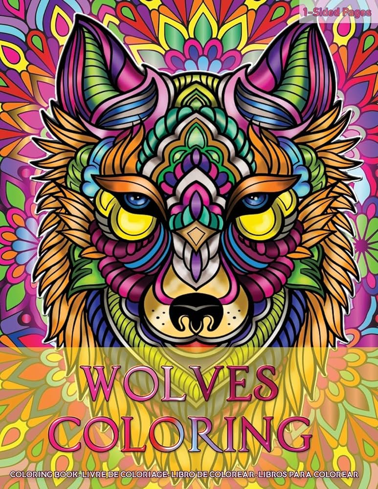 Wolves coloring coloring book for adults wolves design in mandala coloring book style designs for stress relief relaxation and boost creativity coloring kreatifo books