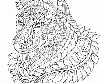 Wolf mandala coloring page download now