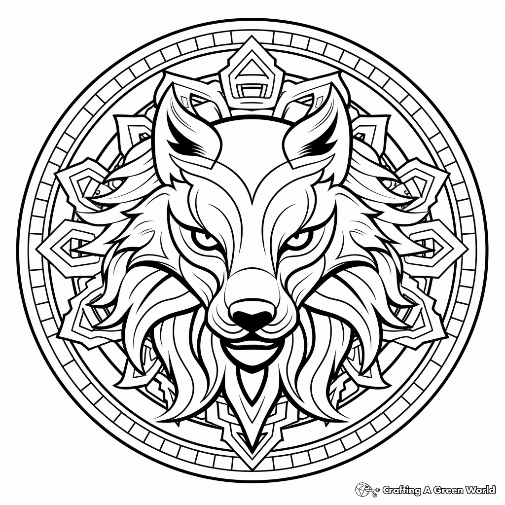 Wolf mandala coloring pages