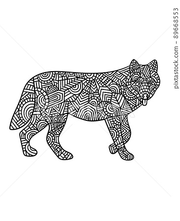 Wolf mandala coloring pages for adults