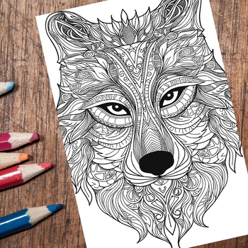 Wolf mandala coloring pages by flex creative tpt