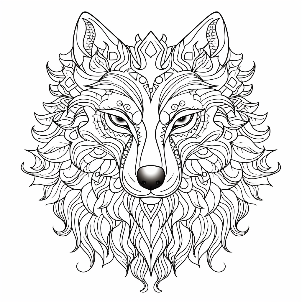 Wolf mandala coloring pages
