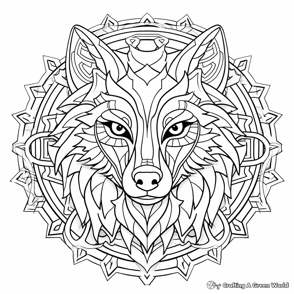 Wolf mandala coloring pages