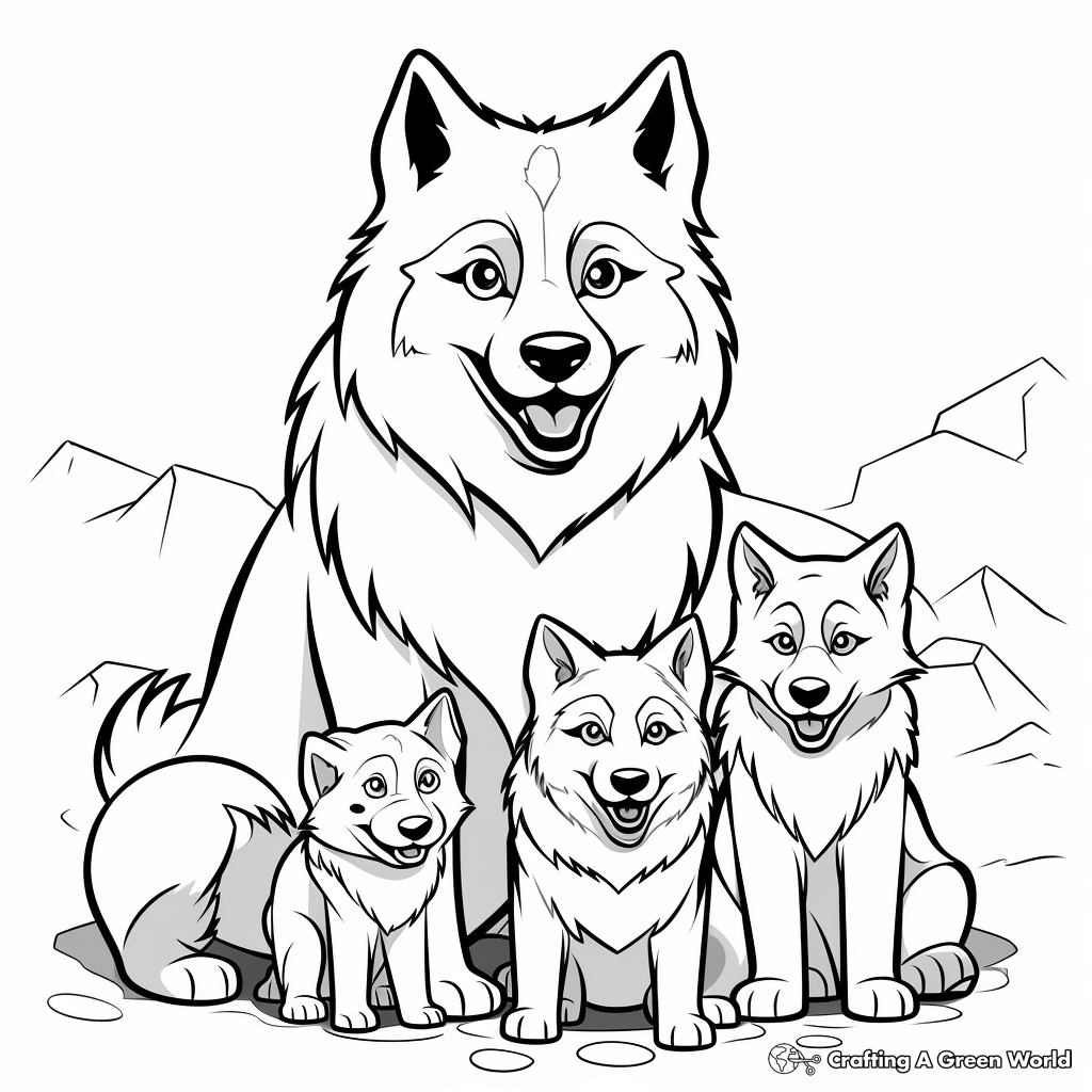 Wolf family coloring pages