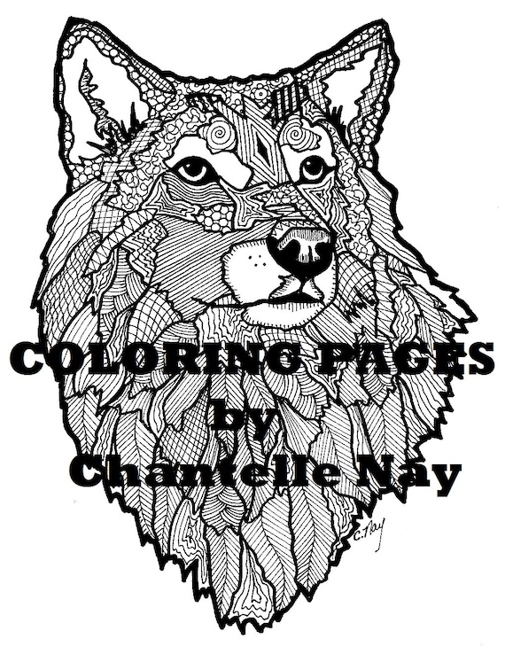 Wolf coloring page adult coloring picture animals wildlife zentangle advanced coloring printable coloring pages