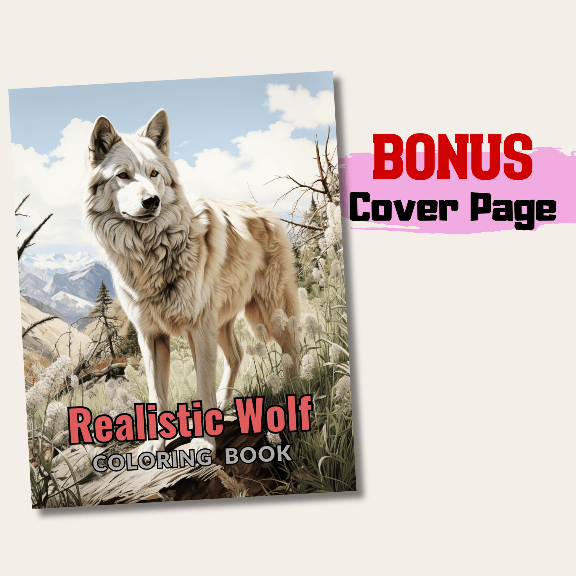 Pages realistic wolf grayscale coloring book instant download pri â funny print for you