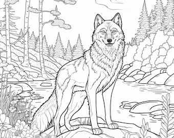 Majestic wolf coloring pages