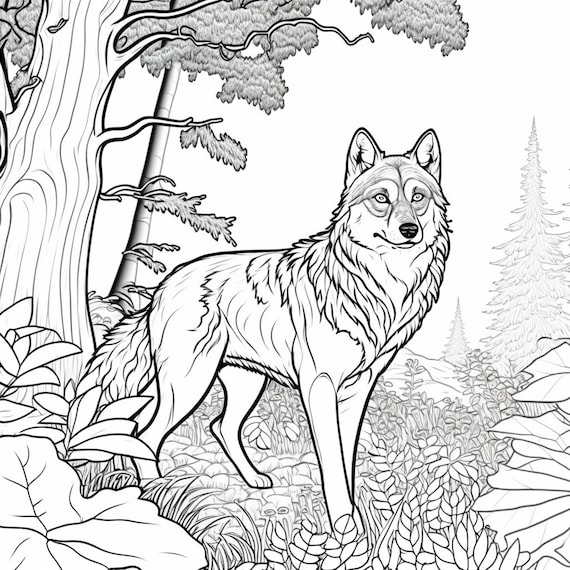 Majestic wolf coloring pages