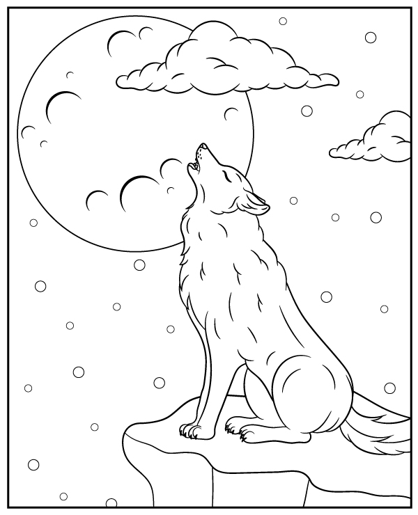 Howling wolf coloring page animal