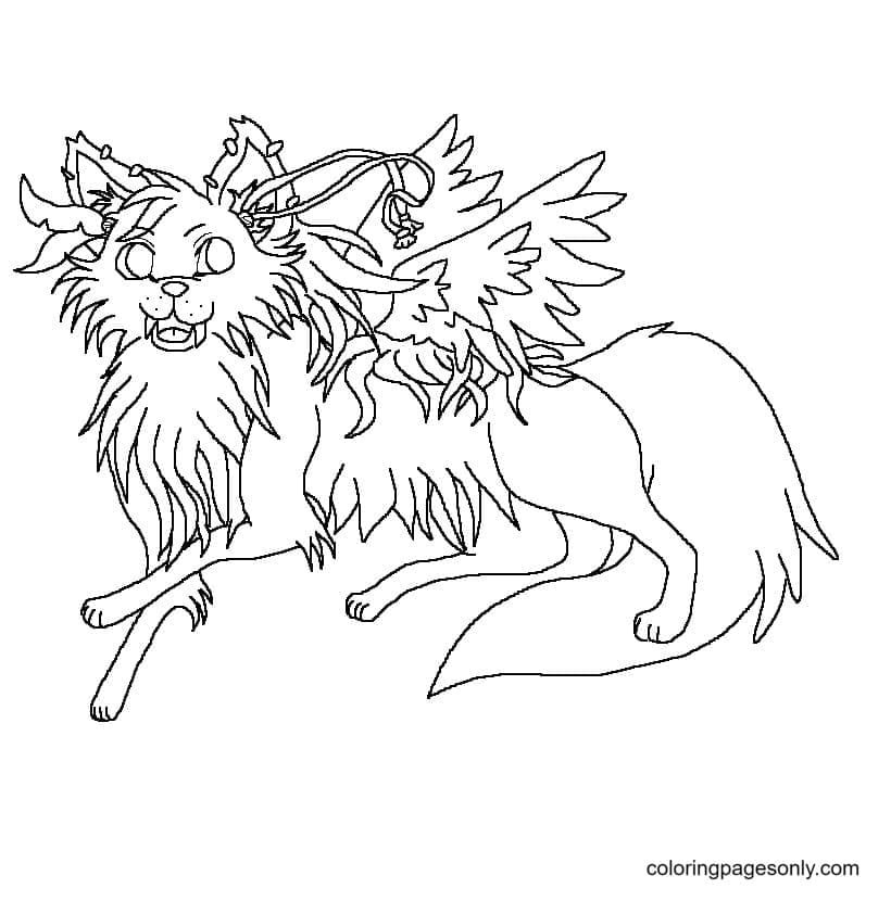 Wolf with wings coloring pages printable for free download