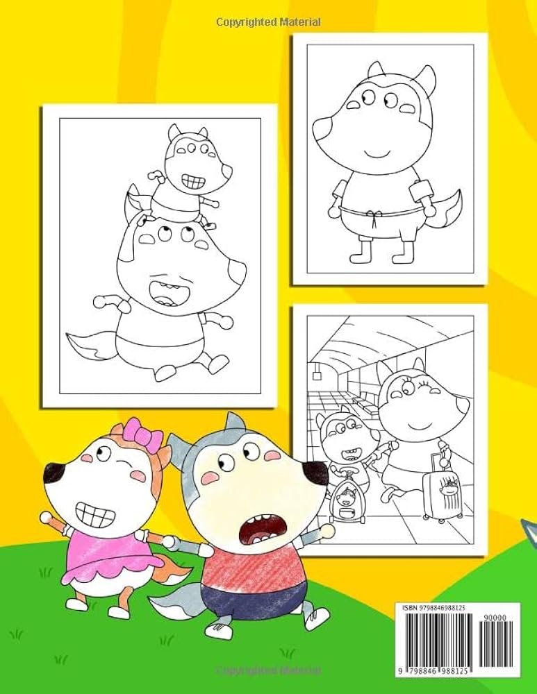 Wolfoo coloring book stress relief and relaxing coloring pages with illustrations of cute cartoon characters for kids sabrina kelley books