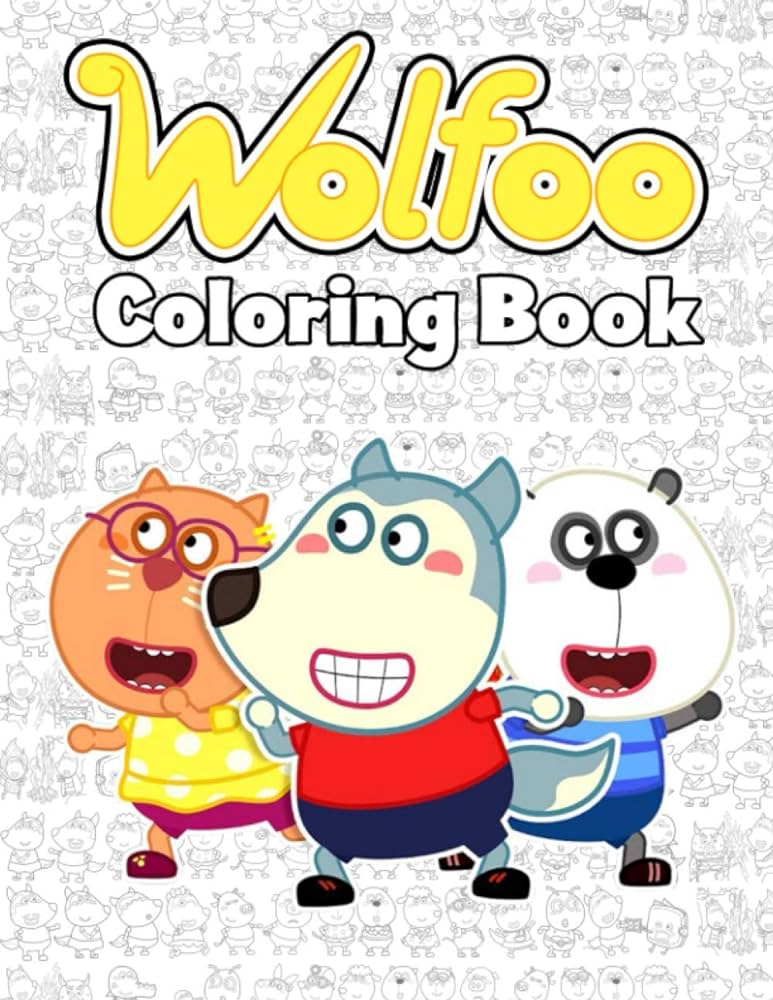 Wolfoo coloring book one sided drawing pages of wolfoos family friends and iconic scenes to relax encourage creativity for kids girls boys roderick thomas hj books