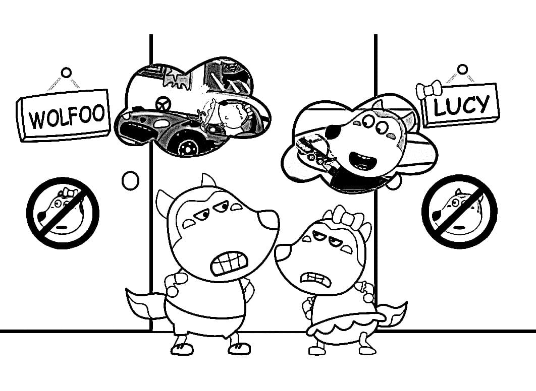 Wolfoo and lucy coloring page