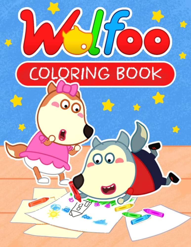 Wolfoo coloring book stress relief and relaxing coloring pages with illustrations of cute cartoon characters for kids sabrina kelley books
