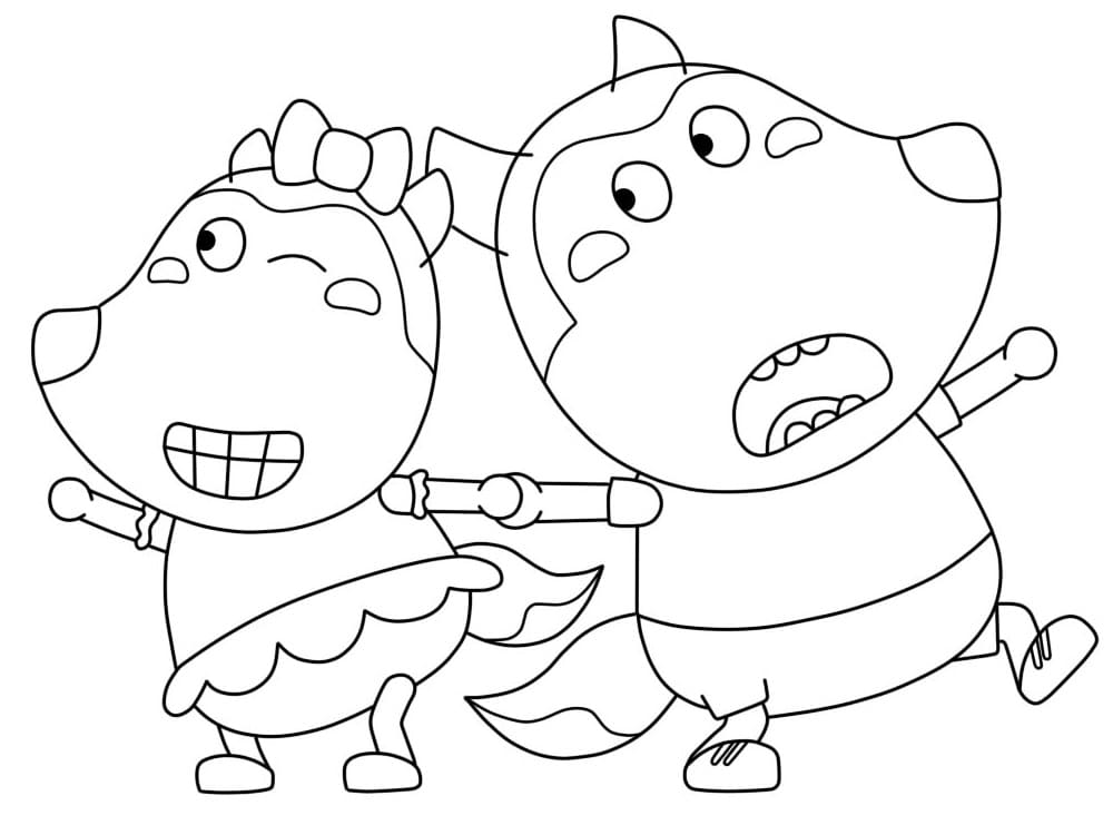Lucy and wolfoo coloring page