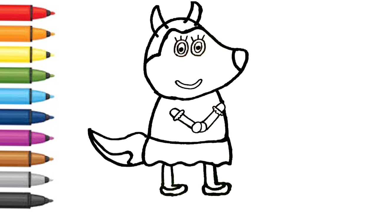 Drawing and coloring mommy wolfoo for kids how to draw wolfoo learn colors