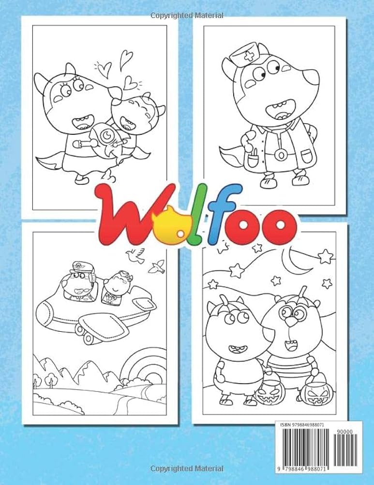 Wolfoo coloring book stress relief and relaxing coloring pages with illustrations of cute cartoon characters for kids sabrina kelley books