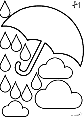 Ausmalbild tropfen wolken regenschirm zum ausschnein