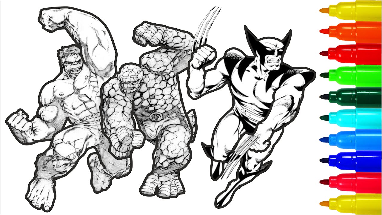 Hulk wolverine creature superheroes coloring pages