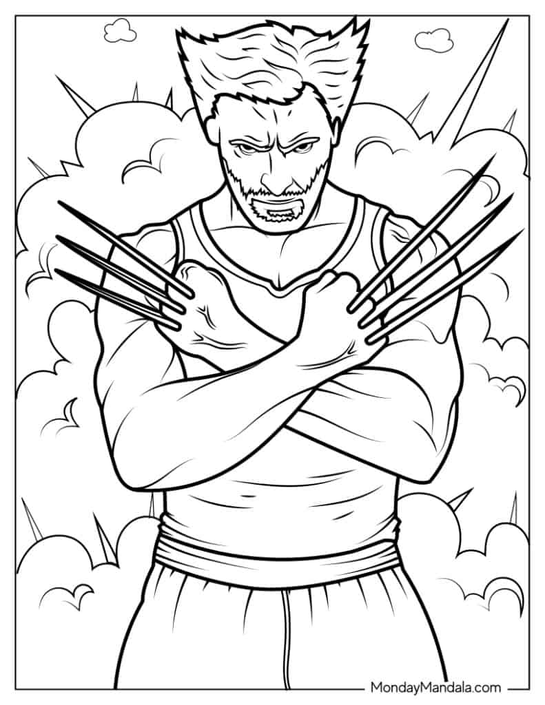 Wolverine coloring pages free pdf printables