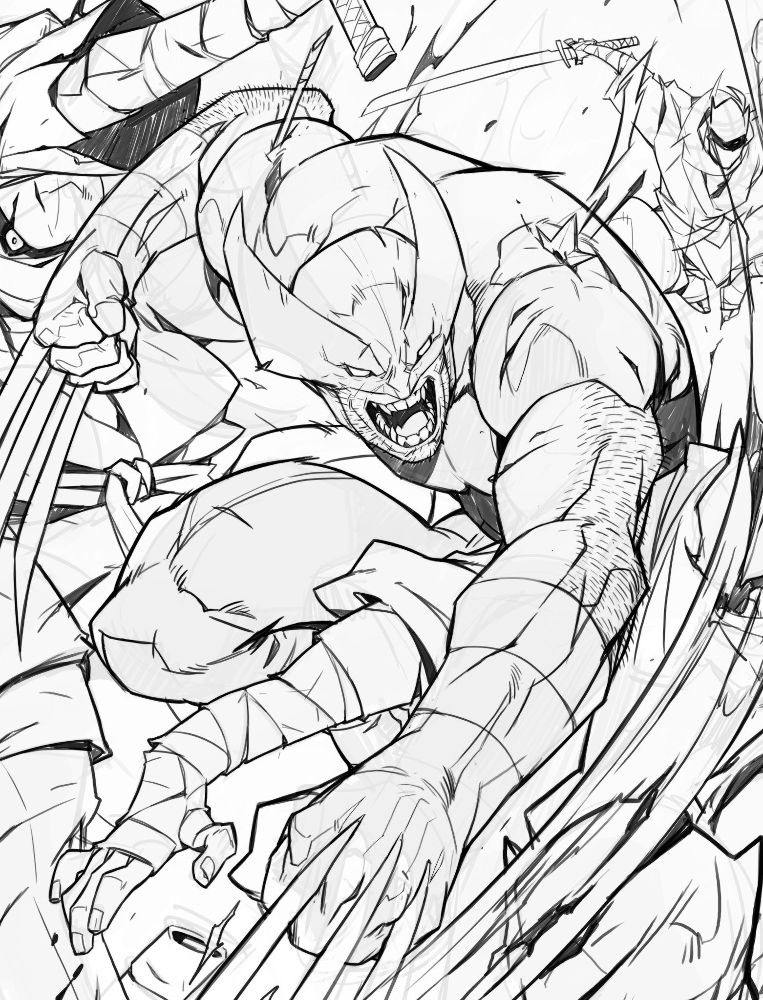 Pyroowdaily on x wip cover for marvel ninja wolverine lineart marvel httpstcoxztpkveb x