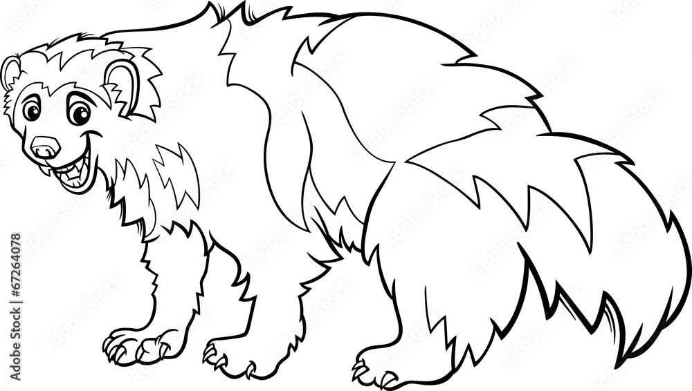 Wolverine animal cartoon coloring page vector