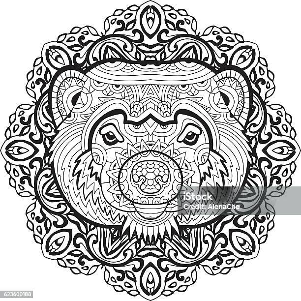 Coloring page for adults stern wolverine stock illustration