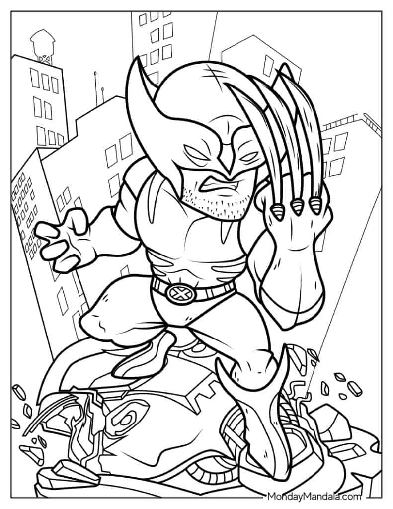 Wolverine coloring pages free pdf printables