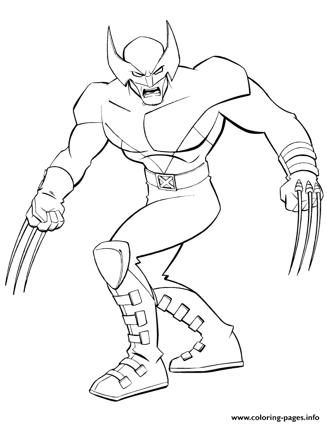 Superhero x men wolverine coloring page printable