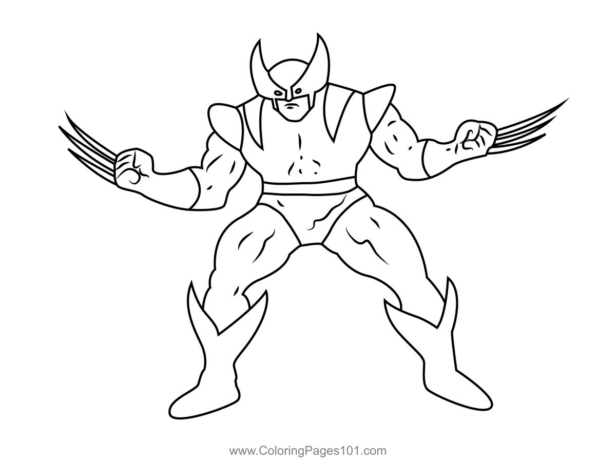 Wolverine show his power coloring page for kids