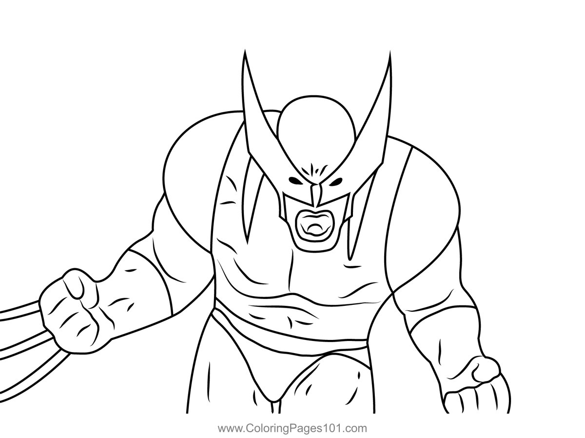 Violent wolverine coloring page for kids