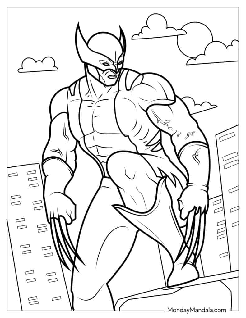 Wolverine coloring pages free pdf printables